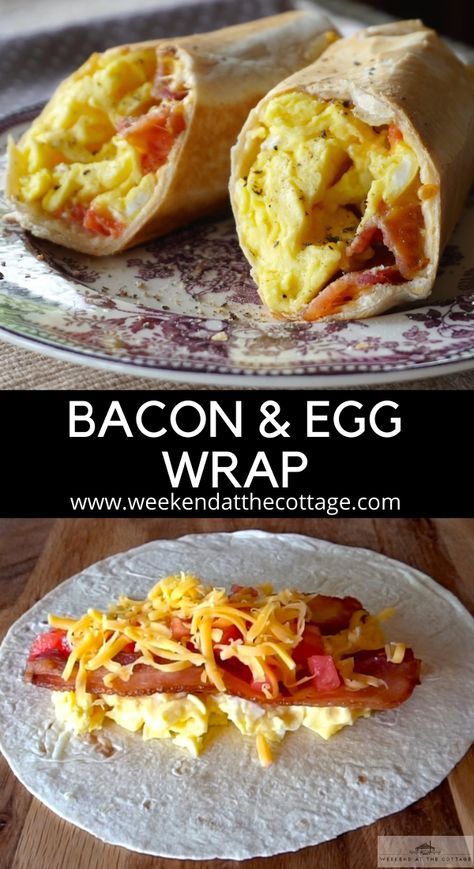 Breakfast Wraps Recipes, Breakfast Wrap, Eggs And Cheese, Bacon Eggs Breakfast, Egg Wrap, Breakfast Wraps, Bacon Egg, Egg Breakfast, Breakfast Burritos