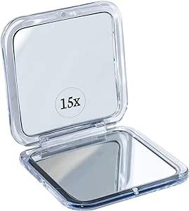 Small Compact 15X Magnifying Mirror for Travel - Handheld, Foldable & Lightweight - Mini Pocket-Sized Magnified Mirror for Purse - Square 3.3” x 3.3” Removing Blackheads, Mirrors For Makeup, Travel Makeup Mirror, Travel Mirror, Magnifying Mirror, Cosmetic Mirror, Makeup Mirrors, Small Mirrors, Pocket Mirror