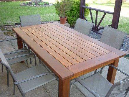 Outdoor dining table Garden Table Plans, Patio Table Plans, Cedar Patio, Wooden Outdoor Table, Wood Patio Table, Dining Table Plans, Cedar Furniture, Modern Outdoor Chairs, Diy Outdoor Table