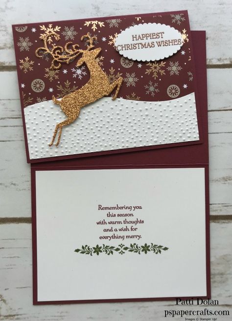 Deer Christmas Cards, Happy Christmas Wishes, Christmas Cards 2018, Reindeer Card, Paper Blog, Deer Christmas, Homemade Christmas Cards, Stampin Up Christmas Cards, Crafts Paper