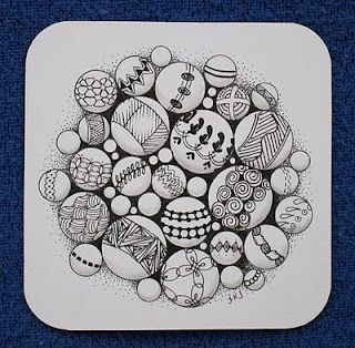 zentangle balls - cute effect - makes you continue to look around the tangle Zentangle Tutorial, Zentangle Artwork, Tangle Doodle, Zentangle Designs, Doodle Inspiration, Tangle Art, White Drawing, Tangle Patterns, Zentangle Drawings