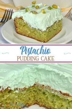 Pistachio Pudding Cake from box mix with whipped topping and pistachio pudding frosting Oreo Dirt Pudding, Bundt Cake Mix, Pistachio Pudding Cake, Pistachio Cake Recipe, Pistachio Dessert, Pistachio Recipes, Fluff Desserts, Pistachio Pudding, Green Cake