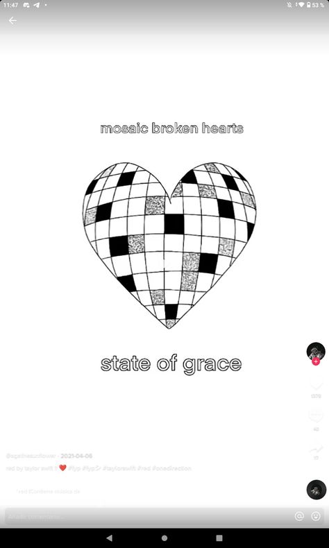 Disco Heart Tattoo, State Of Grace Tattoo Taylor Swift, State Of Grace Taylor Swift Tattoo, Mosaic Heart Tattoo, Taylor Swift Red Tattoo, State Of Grace Tattoo, Folklore Painting, Grace Tattoo, Swift Tattoo