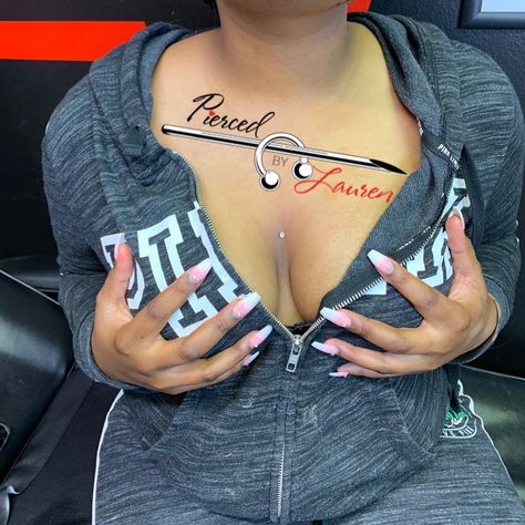 Pierced By Lauren 🌺 on Instagram: “Chest 💎 #atlantapiercings #atlpiercer #piercing #femalepiercer #piercedbylauren #idobodypiercings #cau21 #cau22 #spelman21 #spelman22…” Piercing On Chest, Piercing Between Breast, Chest Piercings For Women, Chest Dermal Piercing, Piercing Chest, Dermal Piercing Chest, Chest Dermal, Back Dermal Piercing, Chest Piercing