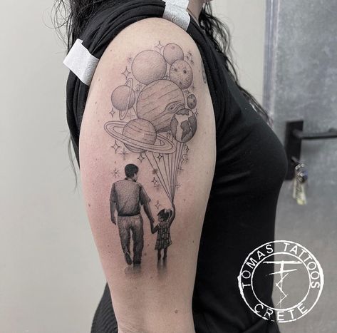 Father With Daughter Tattoo, Father Daughter Sleeve Tattoos, Father Daughter Tattoos For Men, Tattoos For Fathers With Daughters, Men Tattoos For Daughter, Father Dauthers Tattoo, Fatherhood Tattoos For Men, Tattoo For Dads With Daughters, Tattoo Daughter And Father