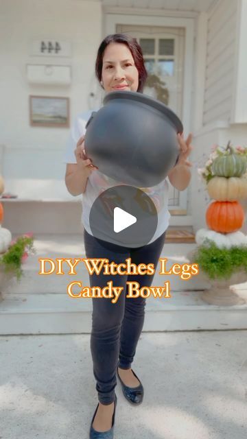 Cynthia Villegas | Affordable Home Decor & DIYS on Instagram: "DIY Cauldron Candy Bowl Idea.
.
How Perfect would this be for your trick-or-treaters or for your Halloween party ?.
.
I picked up this large cauldron from at Michael’s last year never used it so I thought why not use it this year for a candy bowl but let’s spruce it up and add some which is like for fun .
.
.
Will need two large towels to pull noodles some black boots you can thrift them I had these .
.
Later, I will show you how I actually made them look like a witches boot. I used hint some tape, but I will show you that next time, but it’s so fun to create, which is boots as well. .
.
.
I also drilled two holes and that’s where I placed the wooden dowels so we can hold the witches leg and the culture together .
.
Now the las Large Diy Halloween Decorations, Diy Halloween Candy Bowl, Diy Cauldron, Large Cauldron, Diy Halloween Candy, Halloween Candy Bowl, Candy Stand, Halloween Outside, Halloween Wood Crafts