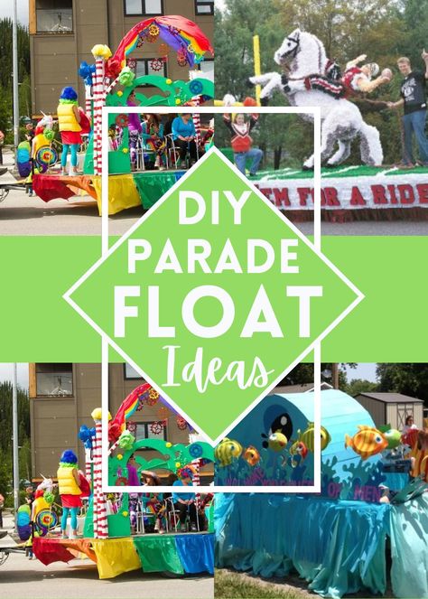 DIY Parade Float Ideas Music Theme Parade Float, Parade Float Diy Christmas, Class Reunion Parade Float Ideas, How To Decorate A Parade Float, Dragon Parade Float, How To Make A Parade Float, Neon Parade Float Ideas, Parade Theme Ideas, Parade Float Theme Ideas