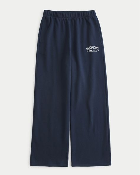 Women's Adjustable Rise Wide-Leg Sweatpants | Women's Bottoms | HollisterCo.com Sweatpants Aesthetic, Hollister Sweatpants, Wide Leg Sweatpants, Women's Bottoms, Black Sweatpants, Teen Clothing, Fleece Sweatpants, Womens Sweatpants, Clothing For Women