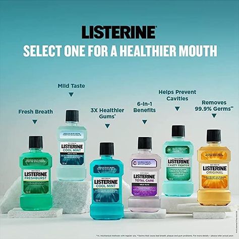 Listerine Total Care Milder Taste Mouthwash (500ml) Listerine Total Care Mild Taste is an alcohol-free fluoride mouthwash in a fresh mint flavor to improve oral health by helping to prevent cavities, strengthen teeth, and leave a refreshing, clean feeling. It is a 6-in-1 benefits mouthwash that offers six dental hygiene benefits to remove 99.9% of germs that cause bad breath, gum problems, and plaque. Features: Alcohol-free fluoride mouthwash that helps remove 99.9% of germs that cause bad... Listerine Cool Mint, When To Plant Vegetables, Strengthen Teeth, Health Guru, Women Health Care, How To Prevent Cavities, Weight Workout, Healthy Lifestyle Inspiration, Dental Hygiene