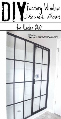 I've been dreaming of an industrial shower door but hated how expensive they were. This cost just $60 and looks amazing! Window Shower Door, Industrial Shower Doors, Industrial Diy Decoration Ideas, Diy Shower Door, Industrial Bathroom Decor, Shower Makeover, Industrial Showers, Window In Shower, Industrial Home Design