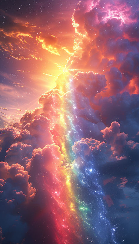 Rainbow Clouds Sun Skyscape Arc En Ciel Aesthetic, Rainbow Clouds Aesthetic, Sky Rainbow Aesthetic, Rainbow Sky Aesthetic, Multicolor Aesthetic, Colourful Clouds, Cloud People, Rainbow Lightning, Rainbow Landscape