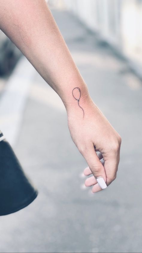 Minimalist Balloon Tattoo, Fingerprint Balloon Tattoo, Fine Line Balloon Tattoo, Simple Balloon Tattoo, Ballon Tattoo Ideas, Black Balloon Tattoo, Balloon Tattoo Design, Ballon Tattoo, Balloons Tattoo