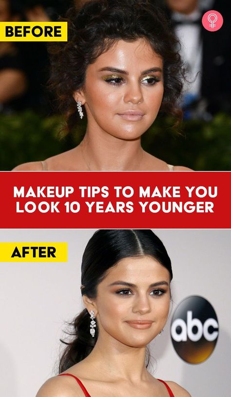 Makeup Tips To Make You Look 10 Years Younger: Drinking lots of water, eating a diet rich in Vitamins, protecting your skin from the sun are some ways to protect your skin. However, doing this does not overlook the need for good makeup, which can help cover up those tiny signs of the 40s that have started to show, making you look and feel younger by almost ten years! How To Look Younger With Makeup, At Home Skincare, Skin Home Remedies, Makeup Tips To Look Younger, Skin Care At Home, Skin Care Home Remedies, Good Makeup, Simple Makeup Tips, Pregnant Diet