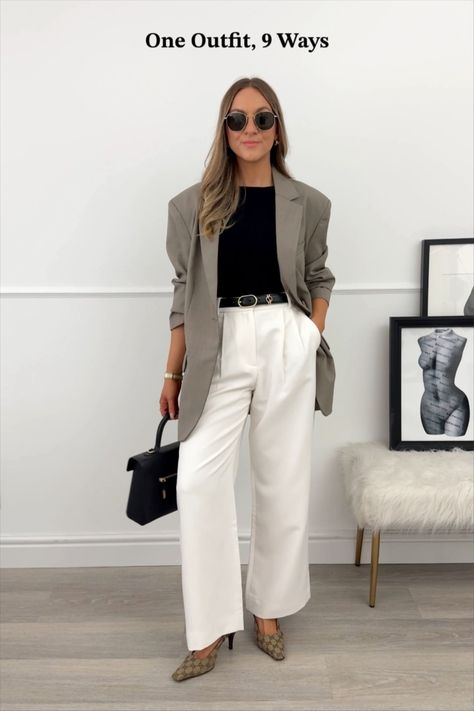 Edgy Work Outfits, Smart Casual Work Outfit Women, Office Attire Women, Smart Casual Women Outfits, Summer Business Casual Outfits, White Pants Outfit, Winter Work Wear, Smart Casual Women, Casual Menswear