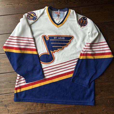 CCM 1990s St Louis Blues NHL Jersey, Size... - Depop Vintage Hockey Jersey, Vintage Basketball Jerseys, Nhl Hockey Jerseys, Hockey Sweater, Blues Nhl, Jacket Outfit Women, Nhl Jerseys, St Louis Blues, Vintage Jerseys