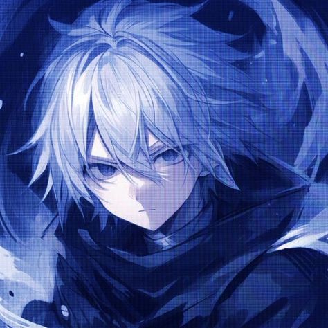 Pfp Blue, Dark Boy, Anime Blue Hair, Blue Avatar, Blue Icon, Male Icon, Light Blue Aesthetic, Blue Anime, Cool Anime Guys