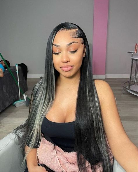 Highlight Lace Front Wig, Black And Grey Hair, Frontal Wig Hairstyles, Quick Weave Hairstyles, Cute Box Braids Hairstyles, Blonde Lace Front Wigs, Wig Human Hair, Dope Hairstyles, Hair Laid