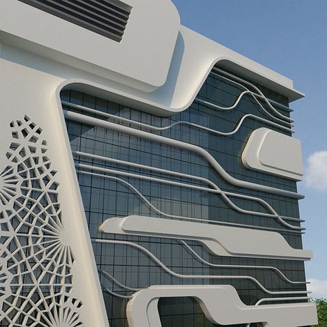 gas_05 Steel Facade, Architecture Design Process, Company Office, Urban Design Architecture, Cladding Design, Futuristic Building, Facade Architecture Design, Building Elevation, Gas Company