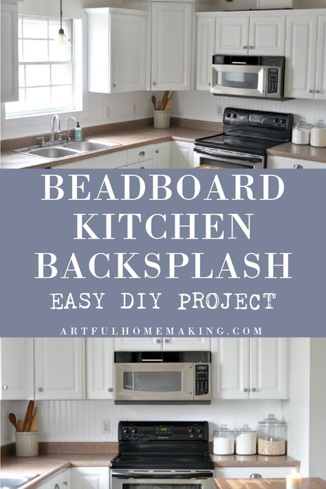 Kitchen Beadboard Backsplash, Beadboard Backsplash Kitchen, Beadboard Kitchen Backsplash, Pvc Beadboard, Cheap Kitchen Backsplash, Kitchen Beadboard, Easy Kitchen Renovations, Backsplash Installation, Kitchen Makeover On A Budget