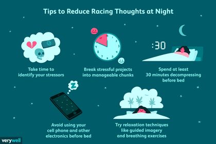 How to Reduce Racing Thoughts at Night Due to Insomnia Thoughts At Night, Ab Day, Guided Imagery, Racing Thoughts, Sleep Relaxation, Mental Health And Wellbeing, Sleep Problems, Relaxation Techniques, Improve Sleep Quality