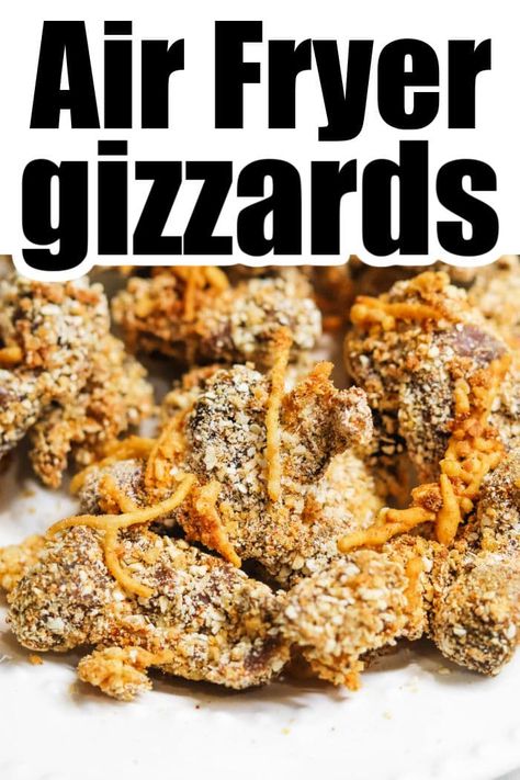 Air fryer chicken gizzards are breaded, crispy, tender and delicious. This is the best way to cook gizzards so they don't go to waste. #chickengizzards #gizzards #airfryergizzards #airfryerchickengizzards Gizzards In Air Fryer, Fried Gizzards Recipe, Instapot Chicken Gizzards, Chicken Gizzards In Air Fryer, Air Fryer Chicken Gizzards, Chicken Gizzards Instant Pot, Oven Fried Chicken Gizzards, How To Cook Chicken Gizzards, Fried Gizzards