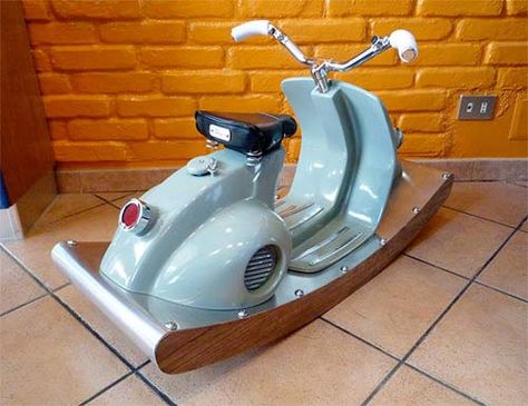 Scooters Vespa, Italian Scooter, Rocking Toy, Car Part Furniture, Car Furniture, Rocking Horses, Handmade Charlotte, Vespa Vintage, Vespa Scooters