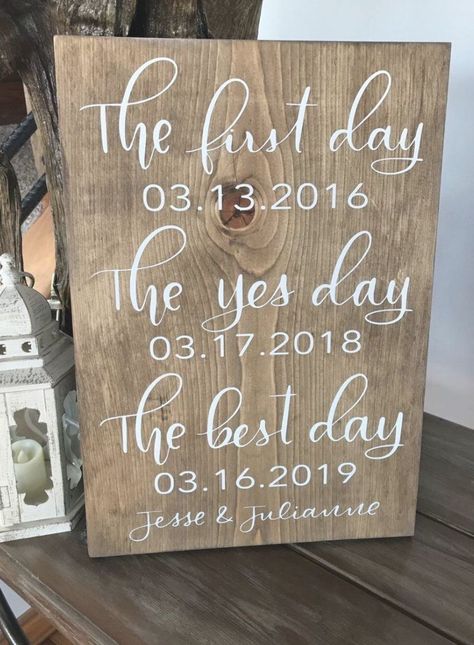 First Day Yes Day Best Day Wedding Sign - Wedding Sign - Best Dates Wedding Sign - Wedding Decor - W Best Dates, Yes Day, Different Wedding Ideas, Wedding Date Sign, Marriage Dress, Inexpensive Wedding, Christian Wedding, Good Dates, Second Weddings