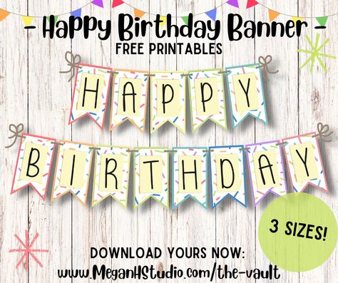 free printable happy birthday banner with bright colors, DIY party deocr, party printables #happybirthday #partyprintable #partydecor #partygarland #birthdaybanner Birthday Printables Free, Free Printable Birthday Banner, Happy Birthday Banner Printable Free, Birthday Picture Banner, Happy Birthday Free Printable, Free Printable Rainbow, Free Birthday Banner, Printable Banner Template, Happy Birthday Banner Printable