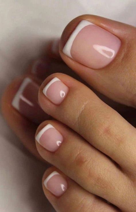 Square French Tip Toes, Nails For Feet Toenails, French Tip Pedi, Bridal Toe Nails, Bridal Pedicure, French Tip Pedicure, Dance Nails, French Pedicure, Bridal Nail Art