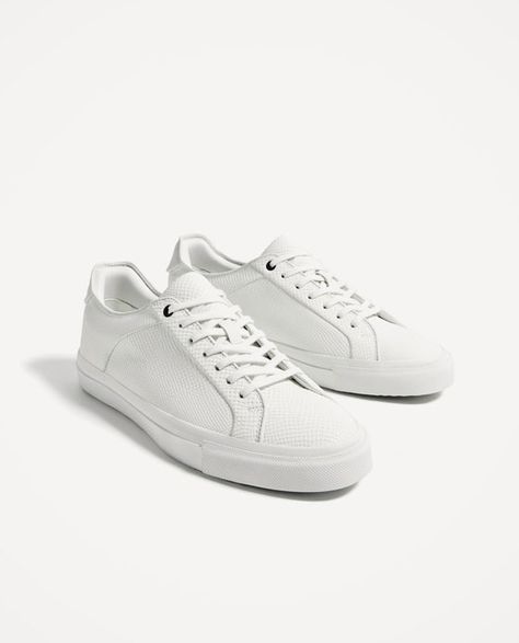 Image 1 of EMBOSSED WHITE PLIMSOLLS from Zara White Plimsolls, Sport Dress Outfit, Nice Sneakers, Adidas White Sneakers, Lightweight Running Shoes, Adidas Shoes Women, Best Shoes For Men, Adidas Original, Outfit White