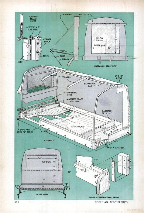 Popular Mechanics - Google Books Popular Mechanics Projects, Popular Mechanics Diy, Retro Vehicles, Diy Felt Animals, Shed House Plans, Diy Camper Trailer, Diy Tent, Camping Box, Vintage Camper Remodel