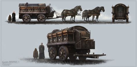 Fantasy Carriage Concept Art, Game Of Thrones Concept Art, Airship Art, Medieval Horse, Steampunk Vehicle, Horse Cart, Apocalypse World, Fantasy Horses, Film And Tv