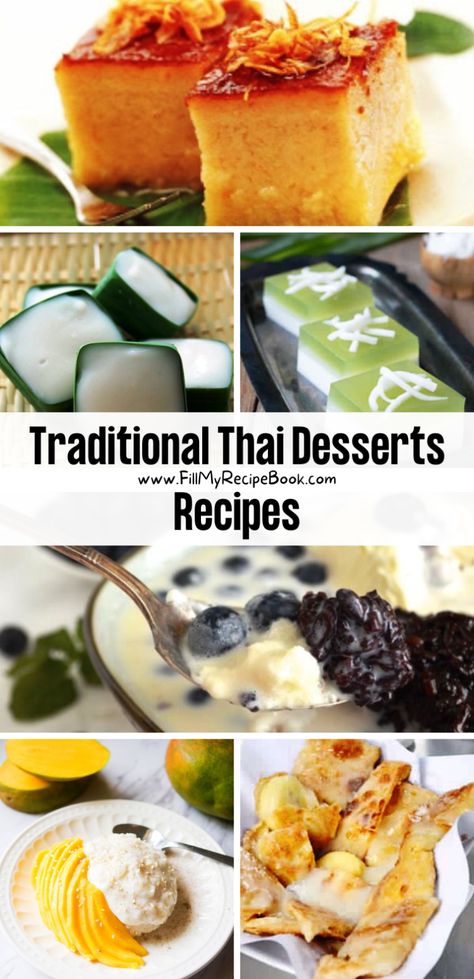 Thai Pudding Dessert Recipes, Thai Coconut Dessert Recipes, Asian Rice Desserts, Best Asian Desserts, South East Asian Desserts, Thai Tea Dessert Recipe, Thai Coconut Dessert, Traditional Thai Food Recipes, Thailand Dessert Recipe