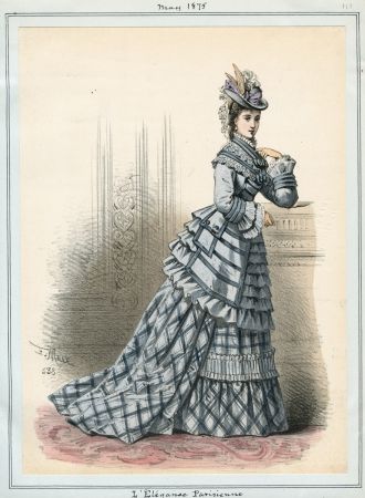 Casey Fashion Plates Detail | Los Angeles Public Library 1875 Fashion Plate, 1875 Fashion, April Fashion, 1870 Fashion, Istoria Modei, 1870s Fashion, Victorian Era Fashion, 1880s Fashion, 1800s Fashion