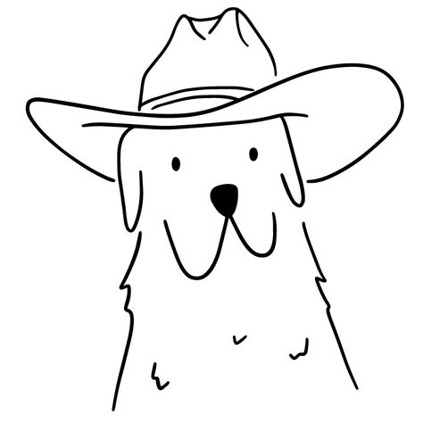 Tiny Dog Drawing, Dog With Hat Drawing, Dog With Cowboy Hat Tattoo, Irish Setter Drawing, Welcome Doodle, Funny Dog Tattoo, Cute Dog Doodles, Funny Dog Drawing, Simple Dog Drawing