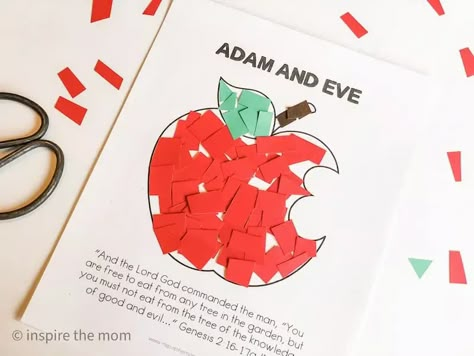 Adam And Eve Apple, Eve Story, Adam And Eve Craft, Adam And Eve Story, Adam And Eve Bible, Eve Apple, Apple Template, Toddler Sunday School, September Crafts