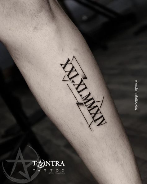 Christmas Tree Tattoo, Roman Words, Word Tattoos With Meaning, Word Tattoo Ideas, Roman Numeral Tattoo, Numeral Tattoo, Simple Arm Tattoos, Roman Numeral Tattoos, Word Tattoo