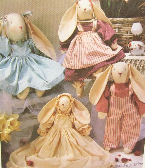 2002 Uncut McCalls 3846 Stuffed Bunnies & Clothes Easter Rabbits Craft Patterns #McCalls Stuffed Bunnies, Rabbit Crafts, Stuffed Bunny, Handmade Stuffed Animals, Crafts Sewing Patterns, Bunny Outfit, Rabbit Baby, Paper Sewing Patterns, Bunny Doll