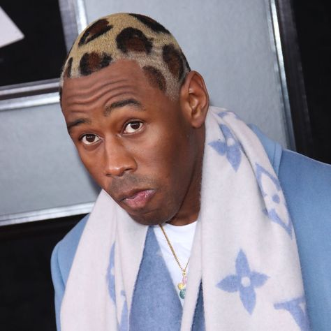 Do you like it? Tyler The Creator rocks leopard hair on the Grammys red carpet. #TylerTheCreator #Grammys Grammys Red Carpet, Shaved Hair Designs, Leopard Hair, Bad Haircut, Haircut Pictures, Hair Png, Flower Boys, Popular Hairstyles, Tyler The Creator