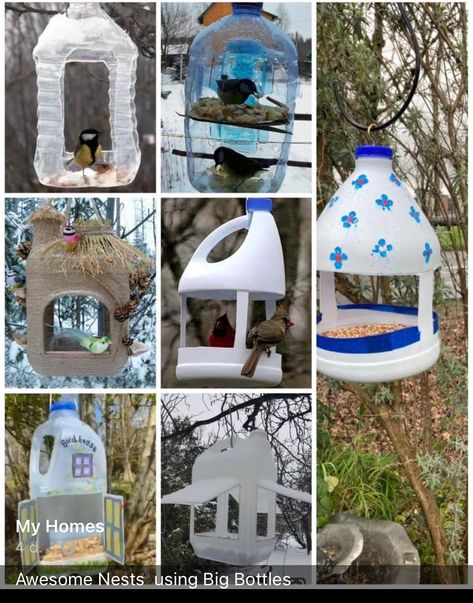 Craft With Milk Carton, Milk Jugs Christmas, Milk Carton Crafts, Milk Jug Crafts, Old Milk Jugs, Homemade Bird Feeders, Kids Craft Room, Plastic Milk, Diy Bird Feeder