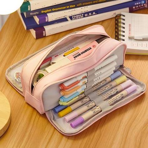 Student Desk Organization, Pencil Case Organizer, School Supply Storage, Student Storage, Pencil Cases For Girls, School Storage, Large Pencil Case, College Office, Pen Bag