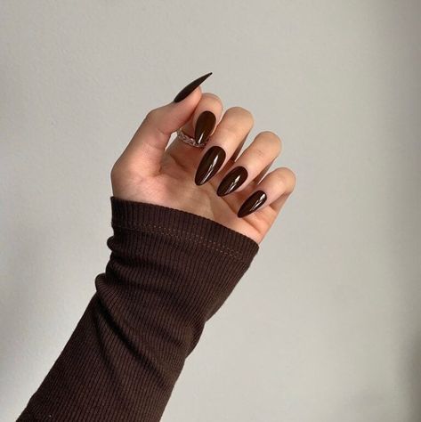 Brown Acrylic Nails, Brown Nail, Brown Nails Design, Her Nails, Almond Acrylic Nails, Dark Nails, Brown Nails, Hot Nails, Chic Nails