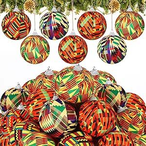 Black Christmas Tree Ornaments, Kwanzaa Decor, Jamaican Christmas, Xmas Bulbs, Black Christmas Tree, African Chic, Fabric Balls, Black Christmas Trees, Kwanzaa