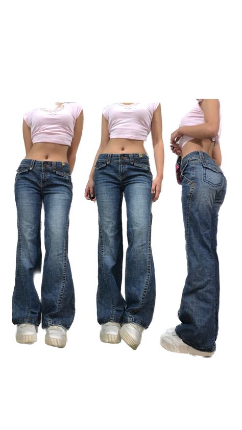 Low Rise Flare Jeans Outfit, High Waist Loose Pants, Low Rise Jeans Outfit, Flare Jeans Outfit, Low Waisted Jeans, Outfits 2000s, Low Waist Jeans, Low Rise Flare Jeans, Jean Large