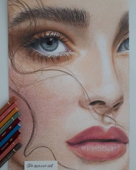 Colored Pencil Portrait, Realistic Pencil Drawings, Pencil Sketch Images, Colored Pencil Artwork, Art Promotion, Diy Watercolor Painting, Oil Pastel Art, Face Sketch, Eye Painting