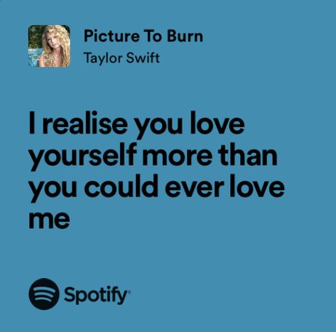 Taylor Swift Debut Picture To Burn, Picture To Burn Taylor Swift Aesthetic, Picture To Burn Lyrics, Picture To Burn Taylor Swift, Taylor Swift Lyrics Spotify, Debut Aesthetic, Picture To Burn, Taylor Swift Lyric Quotes, Singer Dr