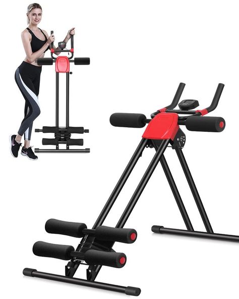 Ab Workout Equipment,SPORFIT Ab Machine,Core & Abs Trainer Foldable,4 Adjustable Levels Abs Exercise Machine w/LCD Display,Portable Waist Trainer Core Toner Crunch Machine, Ab Crunch Machine, Ab Machine, Ab Crunch, Power Workout, Ab Trainer, Tone Thighs, Exercise Machine, Reverse Crunches