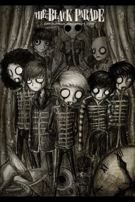 My Chemical Romance Wallpaper, Scene Emo Art, The Black Parade, Scene Drawing, Cocoppa Wallpaper, I Love Mcr, Emo Art, Emo Wallpaper, Band Wallpapers