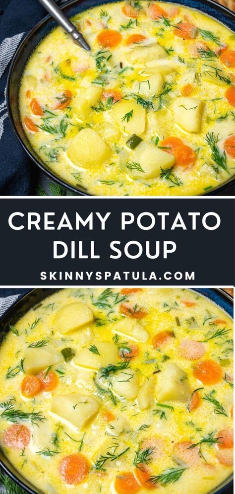 Potato Dill Soup, Vegetarian Potato Soup, Dill Soup Recipe, Slavic Recipes, Dill Soup, Migraine Diet, Dill Recipes, Homemade Soup Recipe, Renal Diet