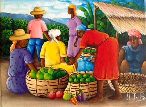 Vegetable Vendor, Jamaican Art, View Background, Tiger Artwork, Naive Painting, Haitian Art, Cuban Art, Caribbean Art, African Art Paintings